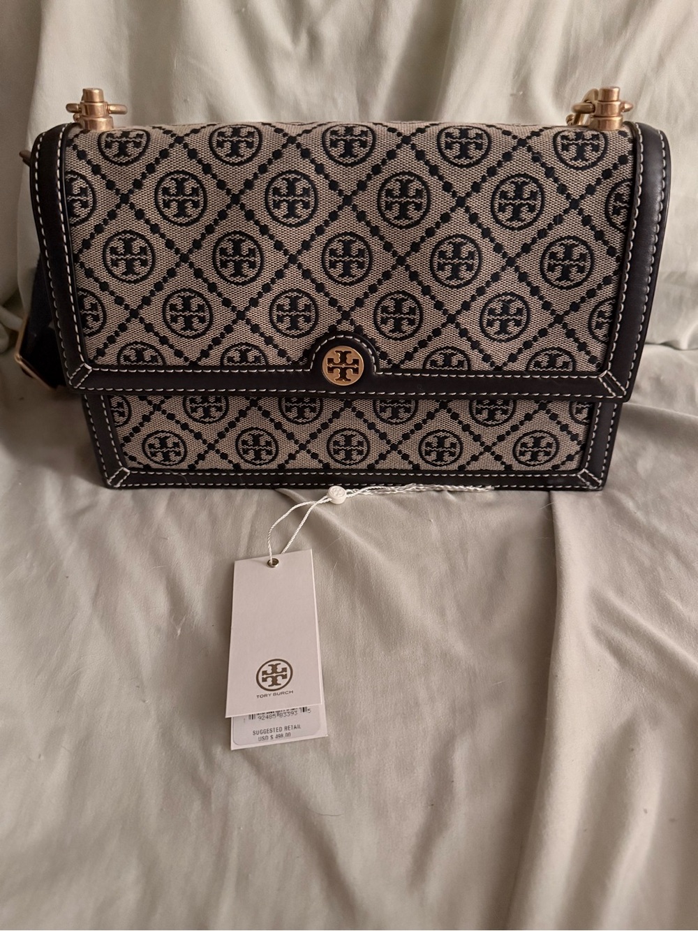 Tory Burch Navy T Monogram shoulder bag - Picture 7 of 8